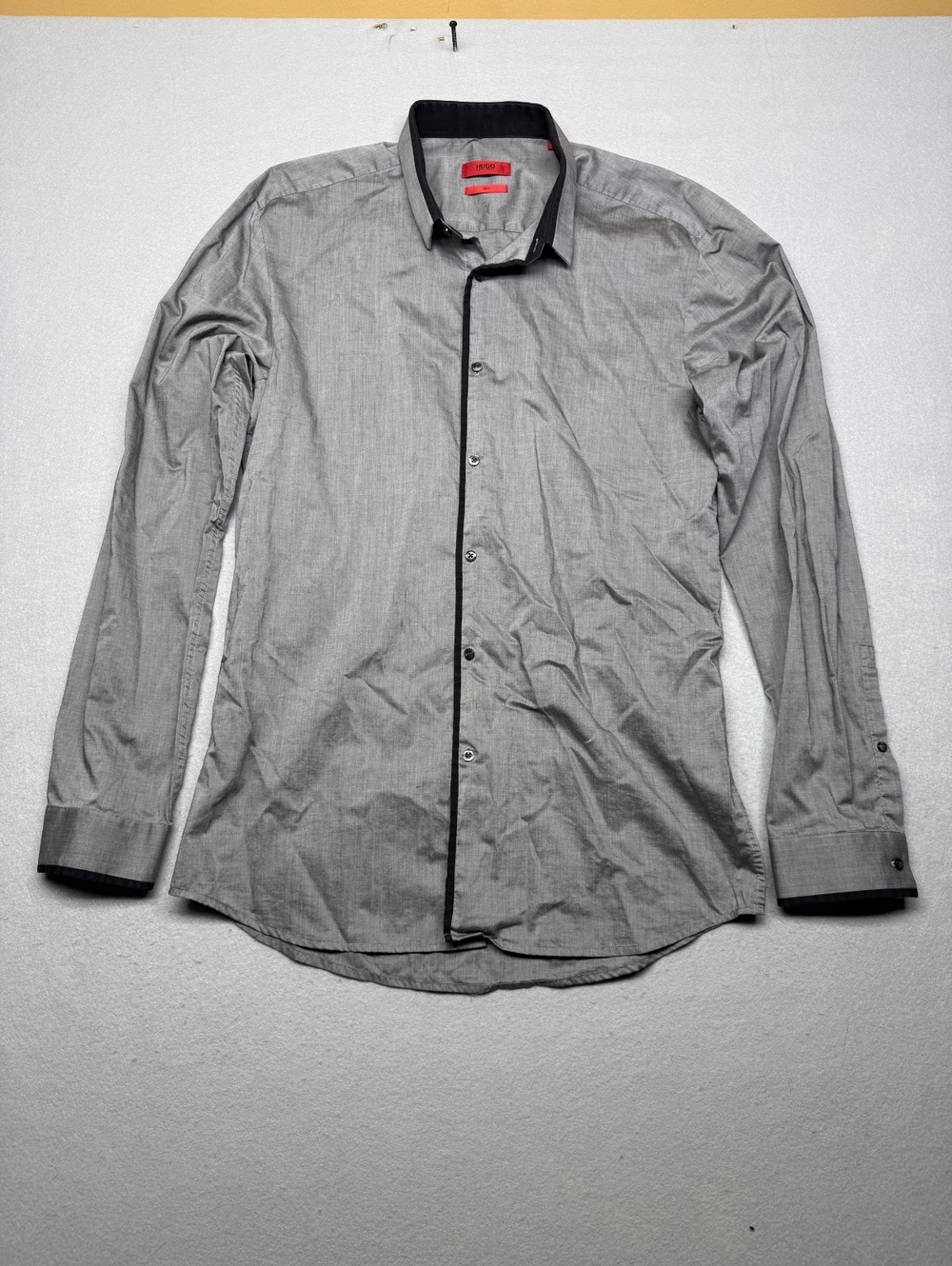 Hugo Boss Slim Button-Up Shirt Men's Large Gray